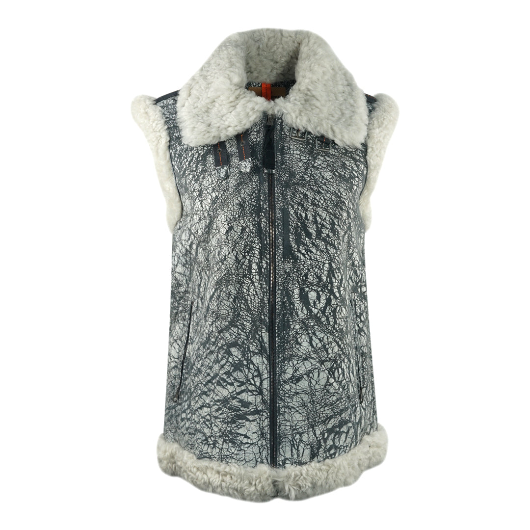 Sax Shearling Nine Iron Grey Leather Gilet