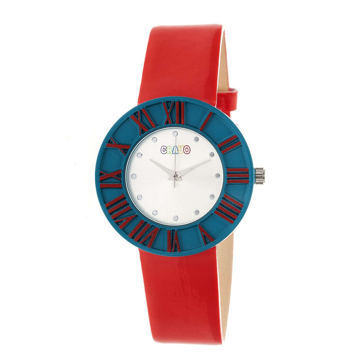 Crayo Mens Prestige Unisex Watch - Teal/Red Stainless Steel - One Size
