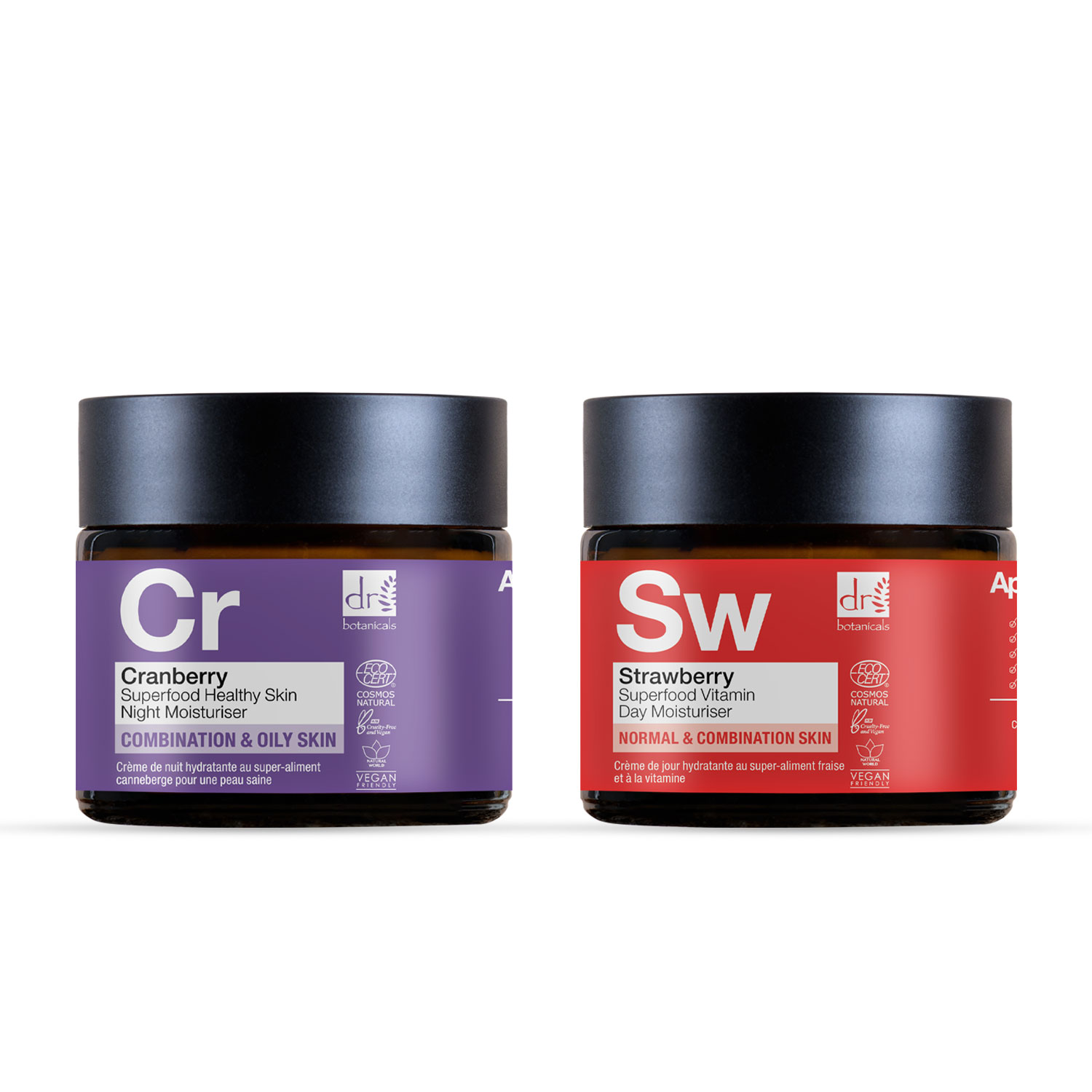 Dr Botanicals Unisex Strawberry Vitamin C Day Cream 60ml + Cranberry Night - One Size