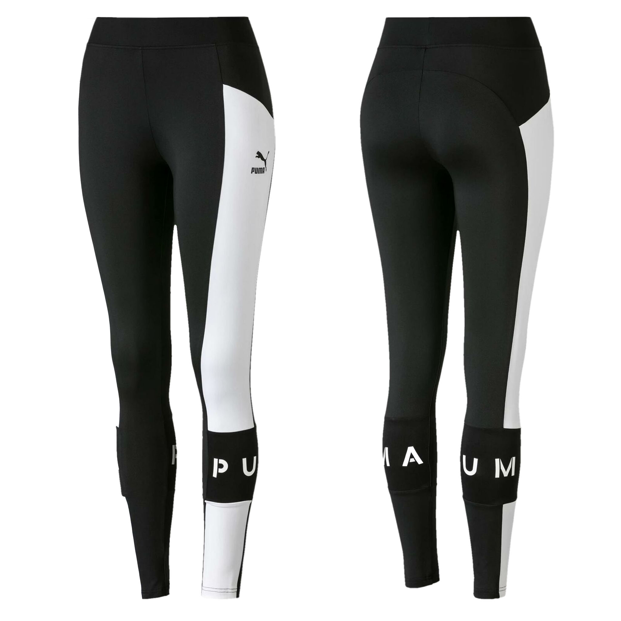 Thumbnail - Puma XTG Stretch Taillenboden Colourblock Black White Womens Leggings 595240 01