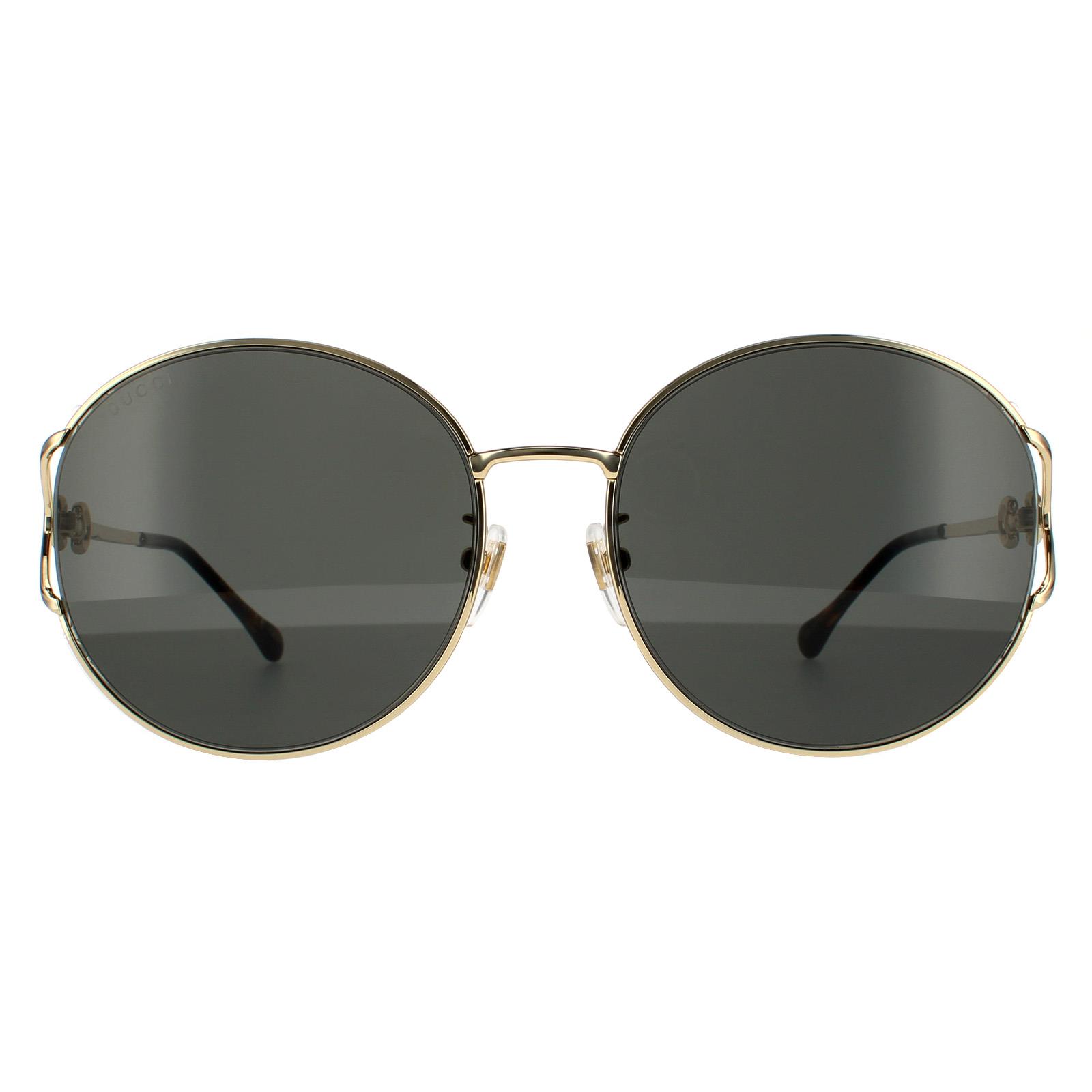 Gucci Runde Damen Gold Grau Sonnenbrille