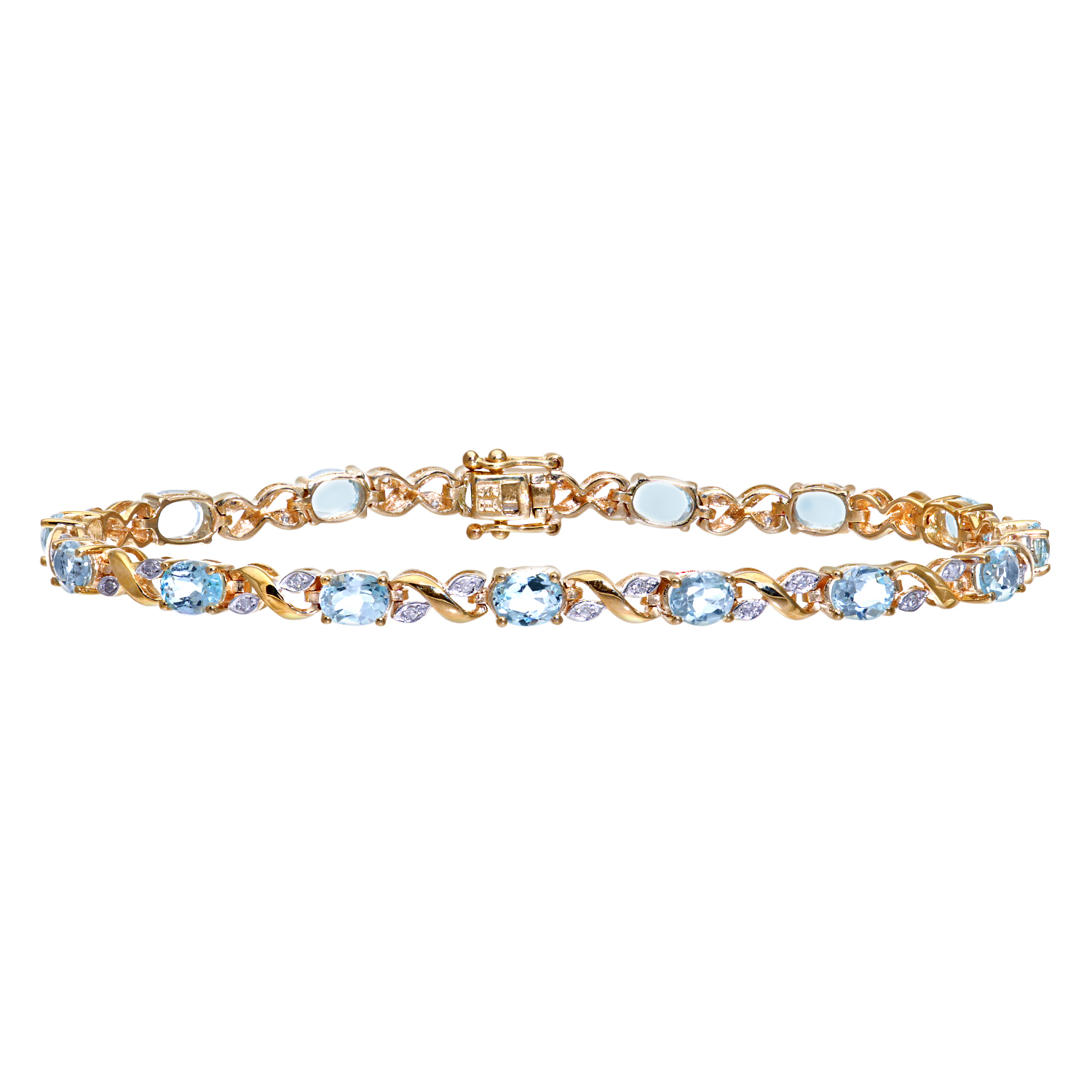 Diamant L’Eternel Womens 9ct Yellow Gold Diamond and Blue Topaz Ladies Bracelet – One Size