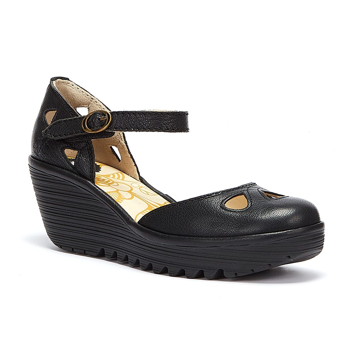 Fly London Yuna Wedge-sandaler i läder för kvinnor (Svart) dam – bild 2