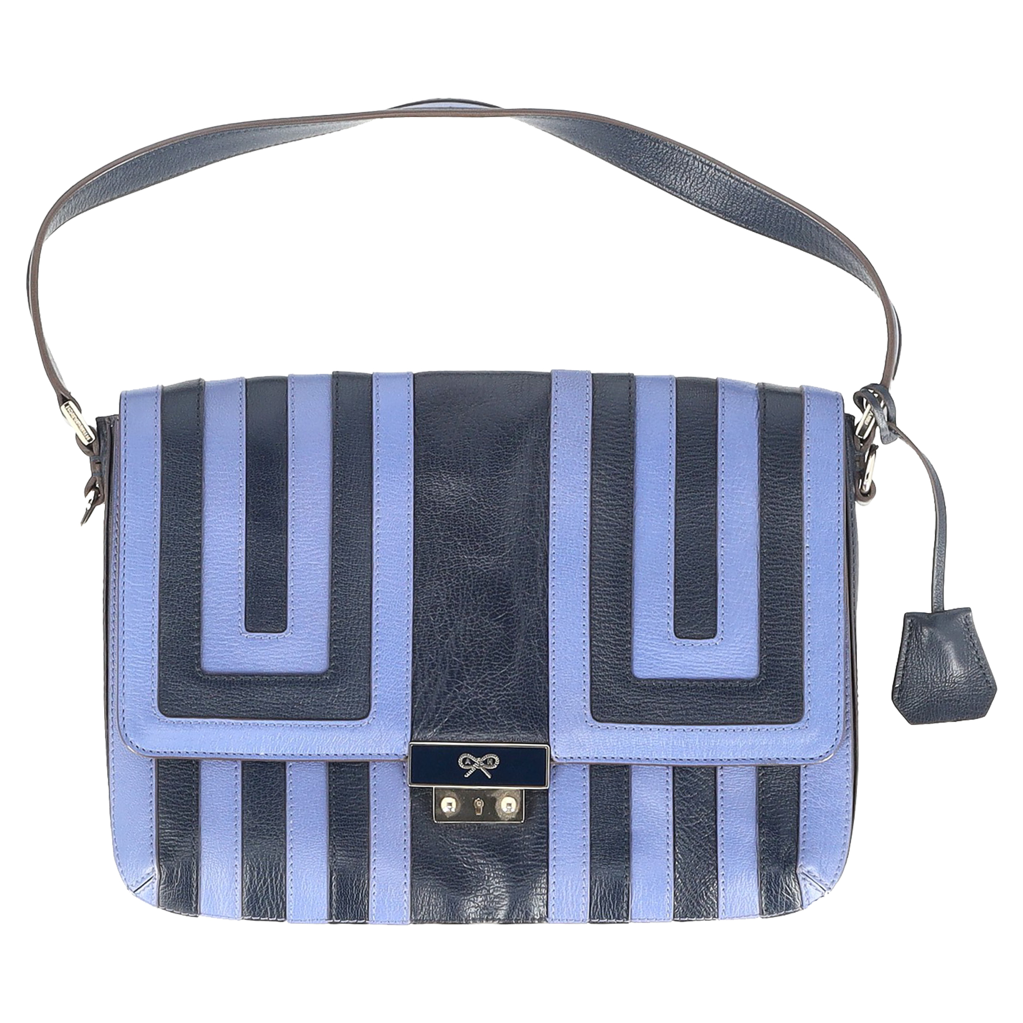 Anya Hindmarch Pre-owned Anya Hindmarch Geprinte Klep Schoudertas in Blauw Leer