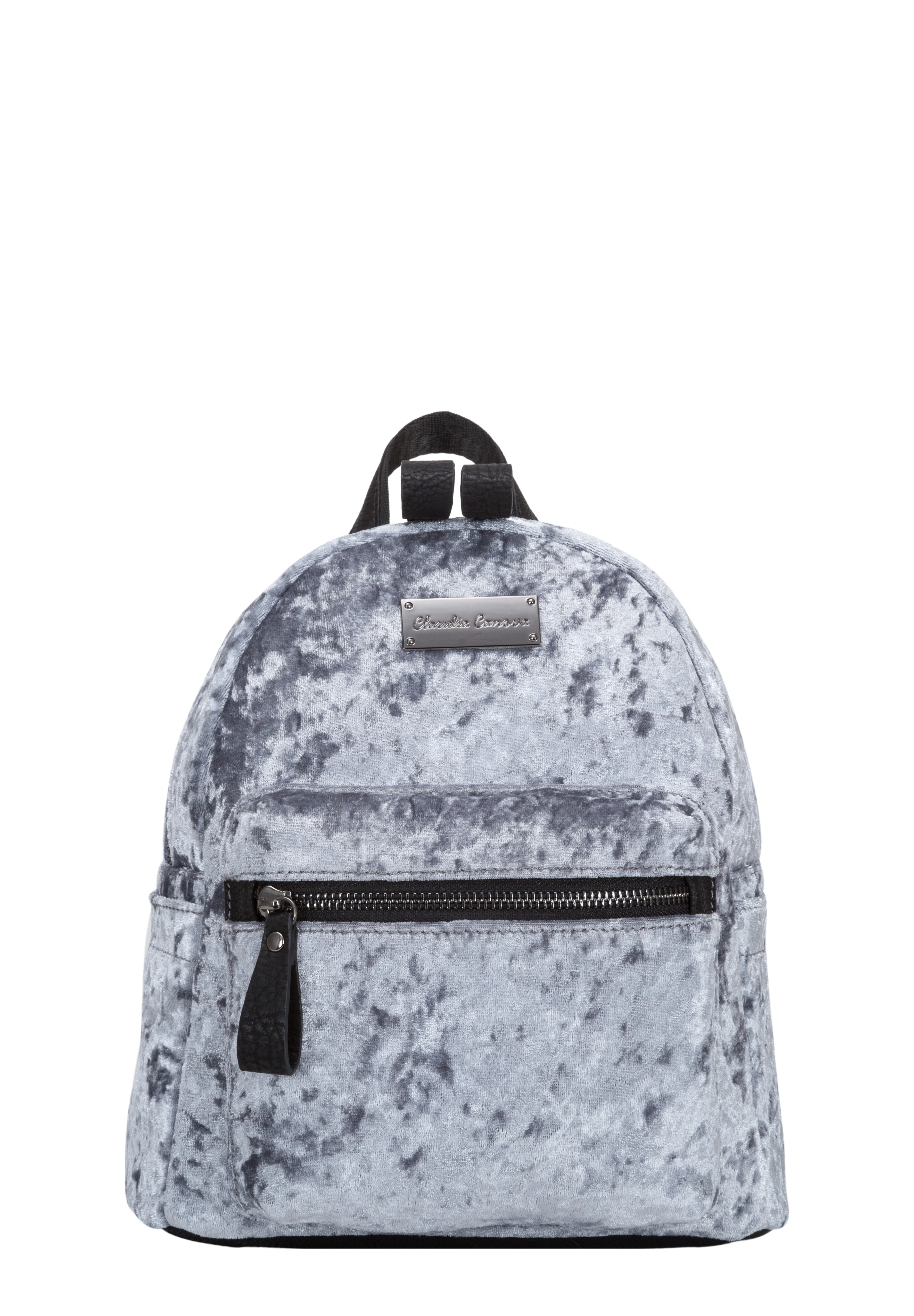 Claudia Canova Womens Anii XS Velour Backpack - Grey Velvet - One Size