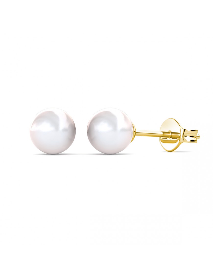 Thumbnail - Vollmond Perlenohrringe - Gold und Kristall