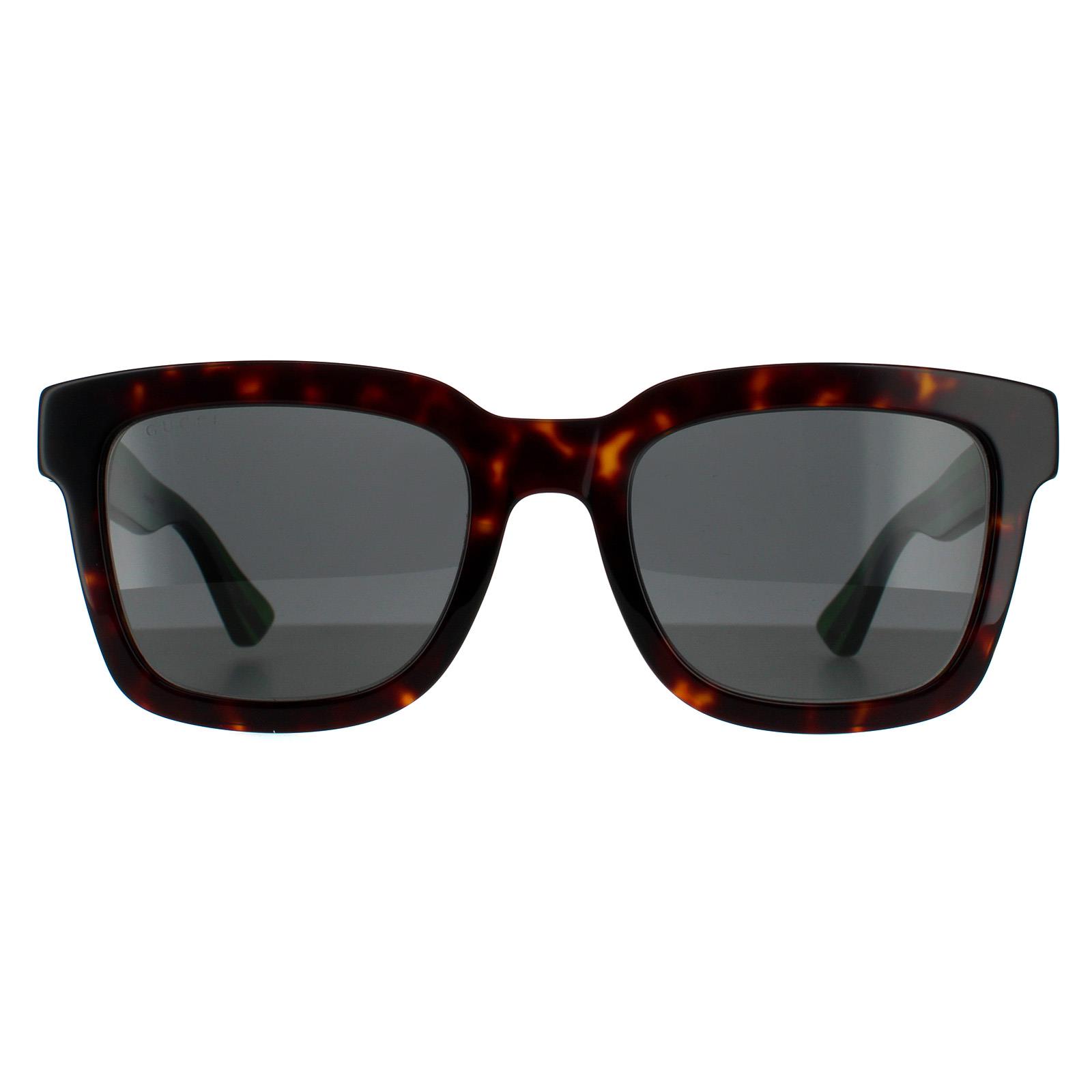 Thumbnail - Gucci Rectangle Mens Havanna Grün Grau Sonnenbrille