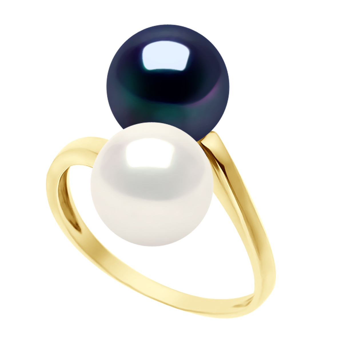 Thumbnail - Armreifring You & Me – Gelbgold – 2 echte Süßwasser-Zuchtperlen rund 8–9 mm