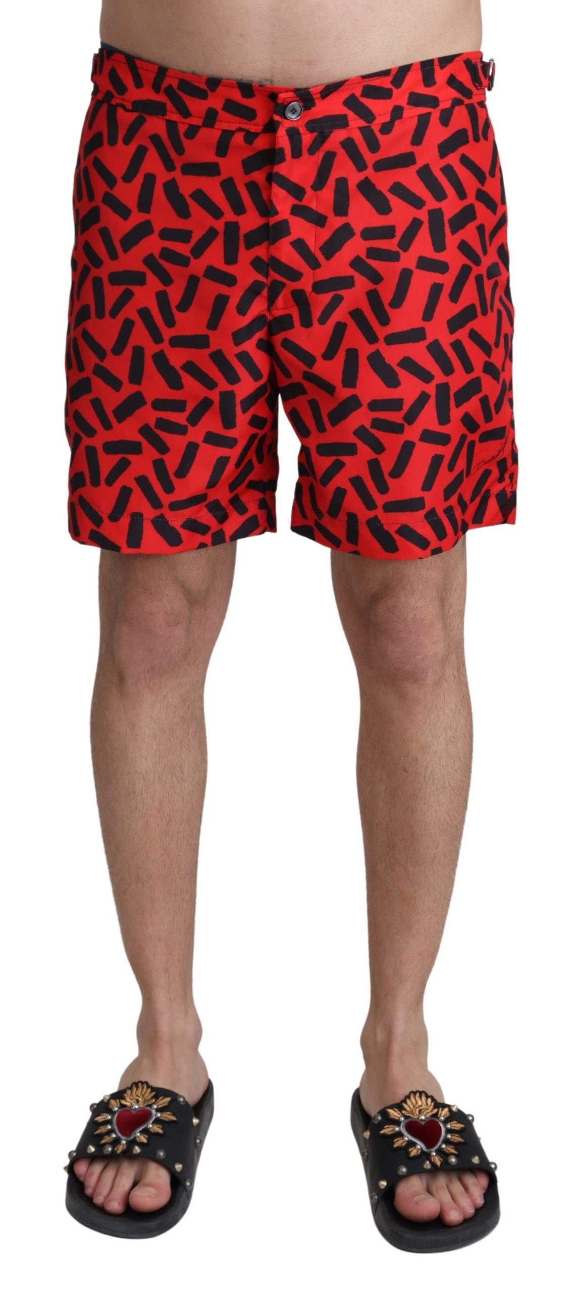Dolce & Gabbana Short de bain de plage à motifs rouges pour homme
