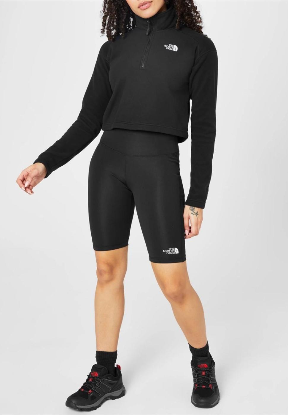 The North Face Womens 100 Glacier Cropped ¼ Zip Fleece in Black - Size Medium