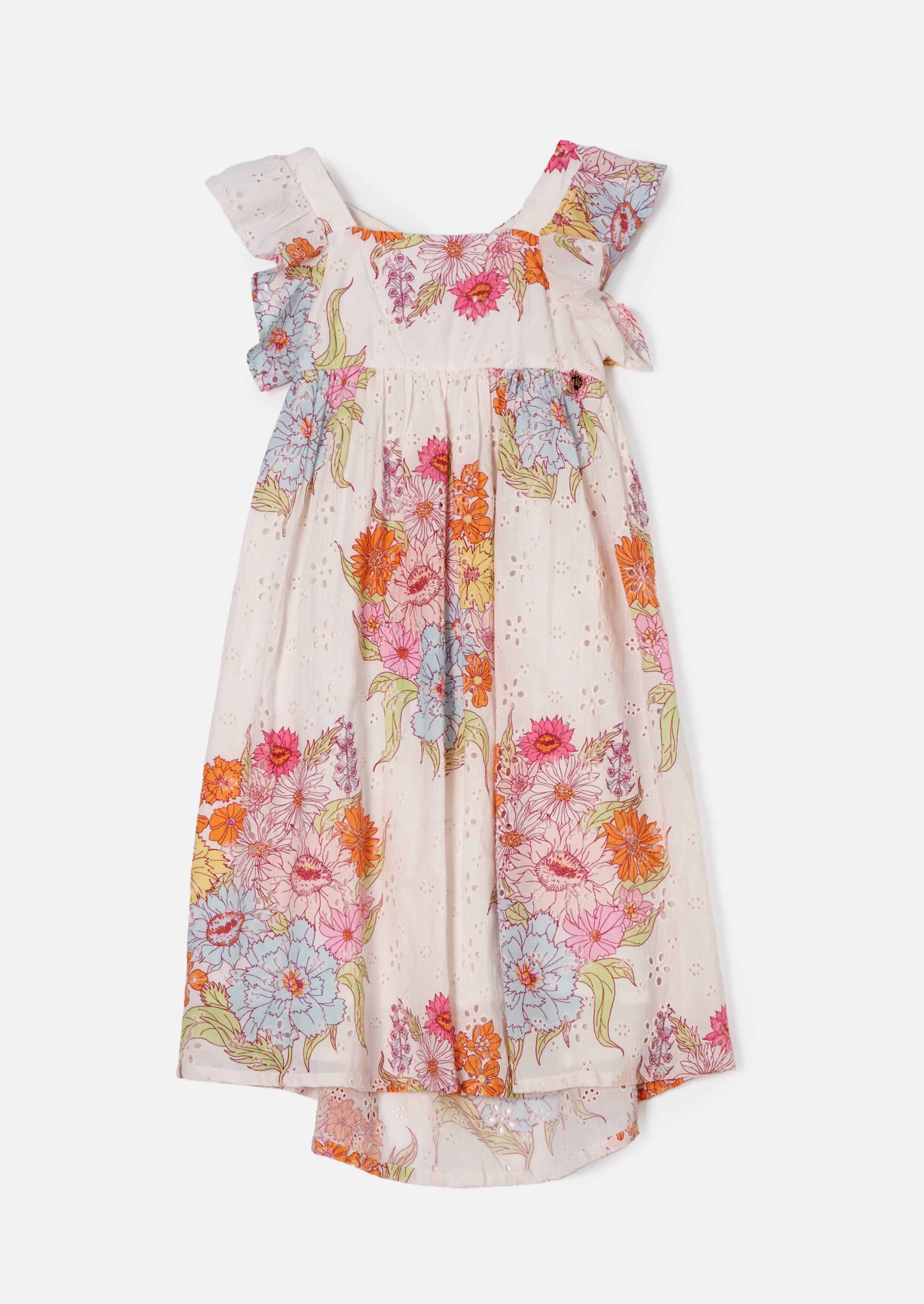 Angel & Rocket Girls Lexi Printed Broderie Maxi Dress - Nude - Size 9Y