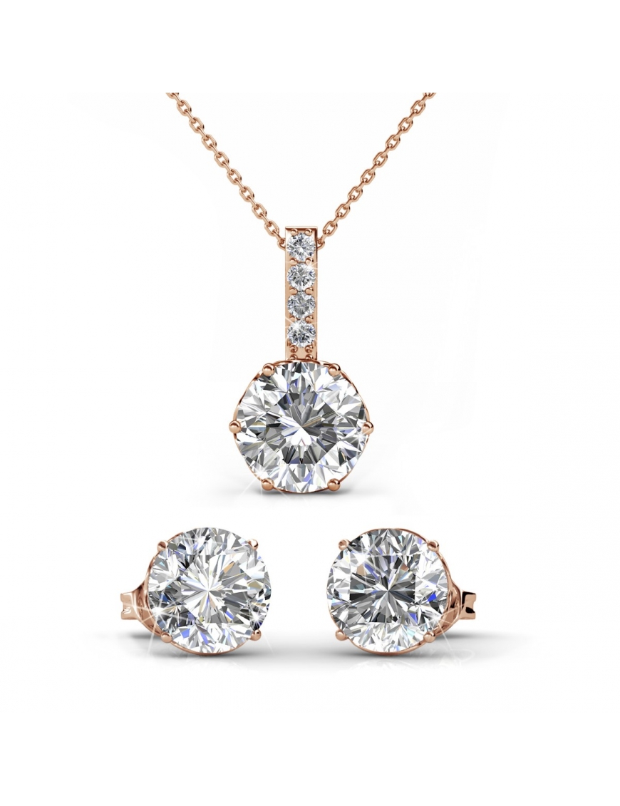 Thumbnail - Kristine Set - Rose Gold und Kristall