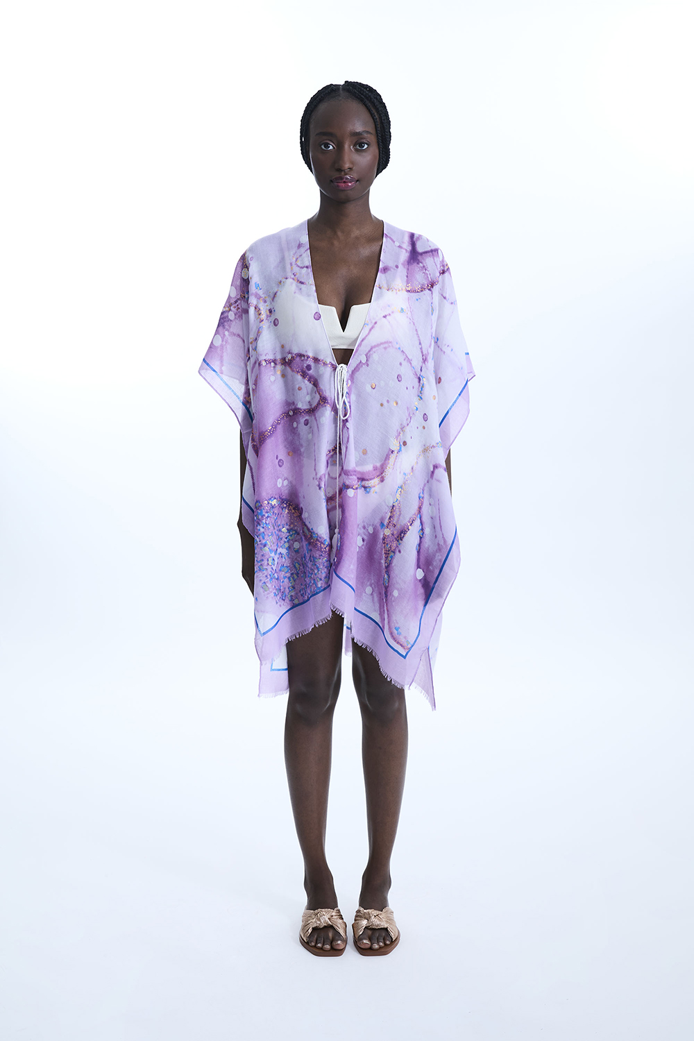James Lakeland Womens Water Marble Detail Kaftan Pink - One Size