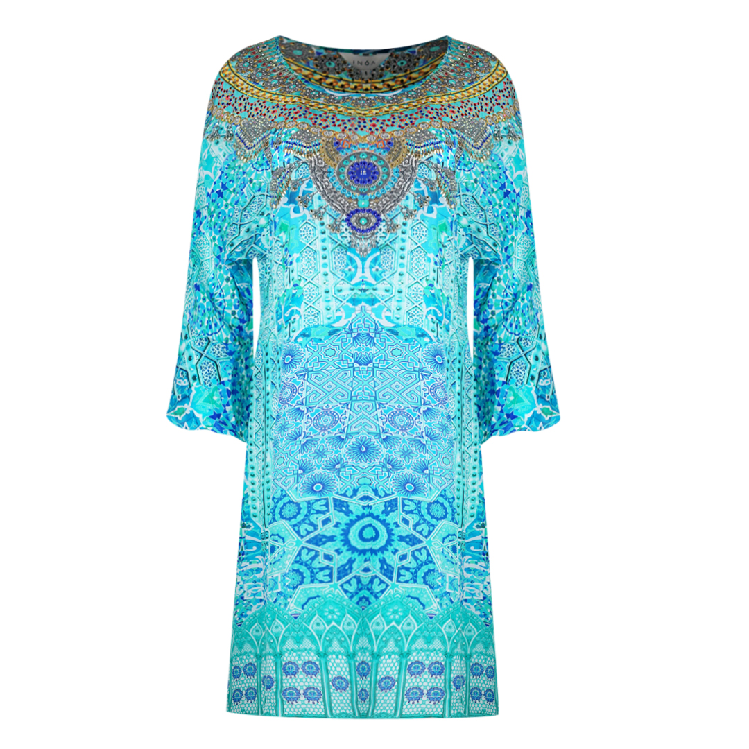 Thumbnail - Inoa Atlantis 1929 Blue Short Kaftan Cover Up