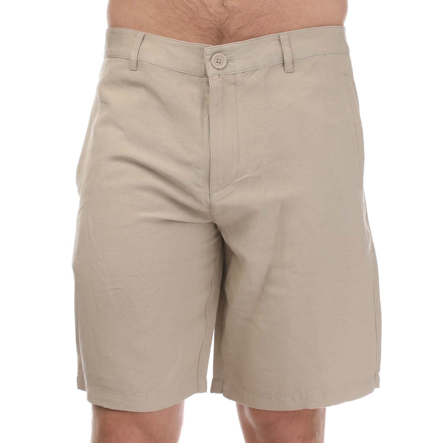 Armani Exchange Mens Linen Rayon Twill Shorts in Beige - Size 32 inch