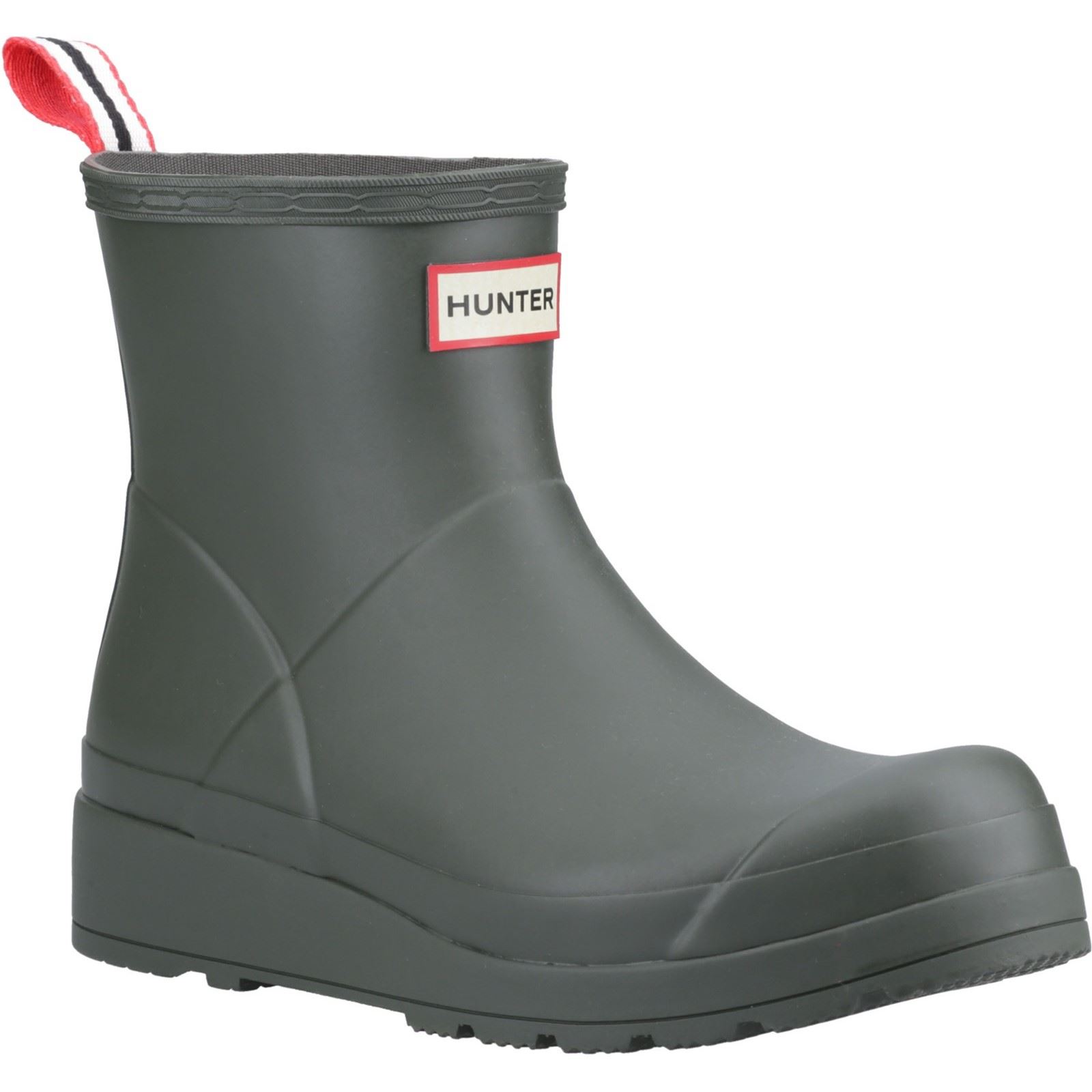 Hunter Play Short Rubber WoMens Dark Olive Wellington Boots – Green – Size UK 7