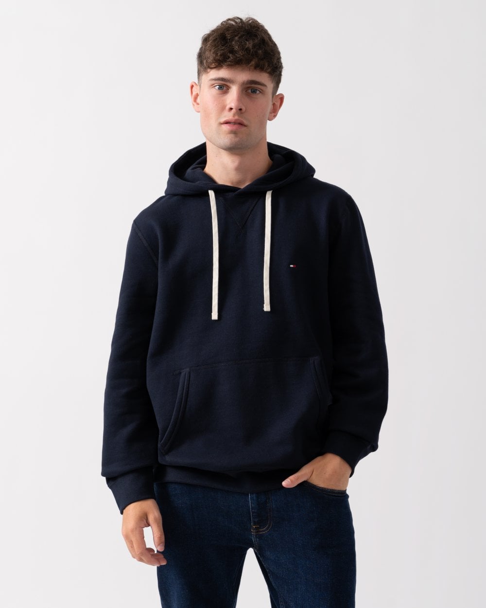 Tommy Hilfiger Essential Fleece Mens Hoodie - Navy - Size Medium