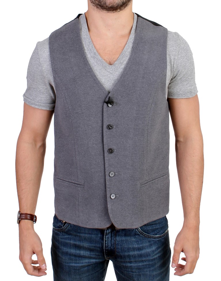 Thumbnail - Costume National Gilet décontracté gris en coton mélangé pour hommes
