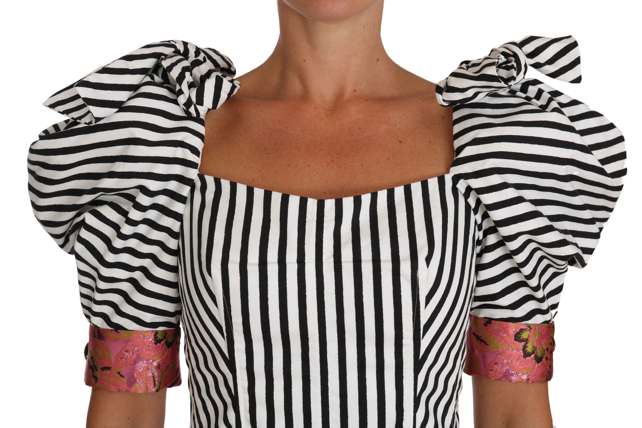 Dolce&Gabbana Vit Svart Randig Kortärmad Topp Puffärmar skjortor dam – bild 2