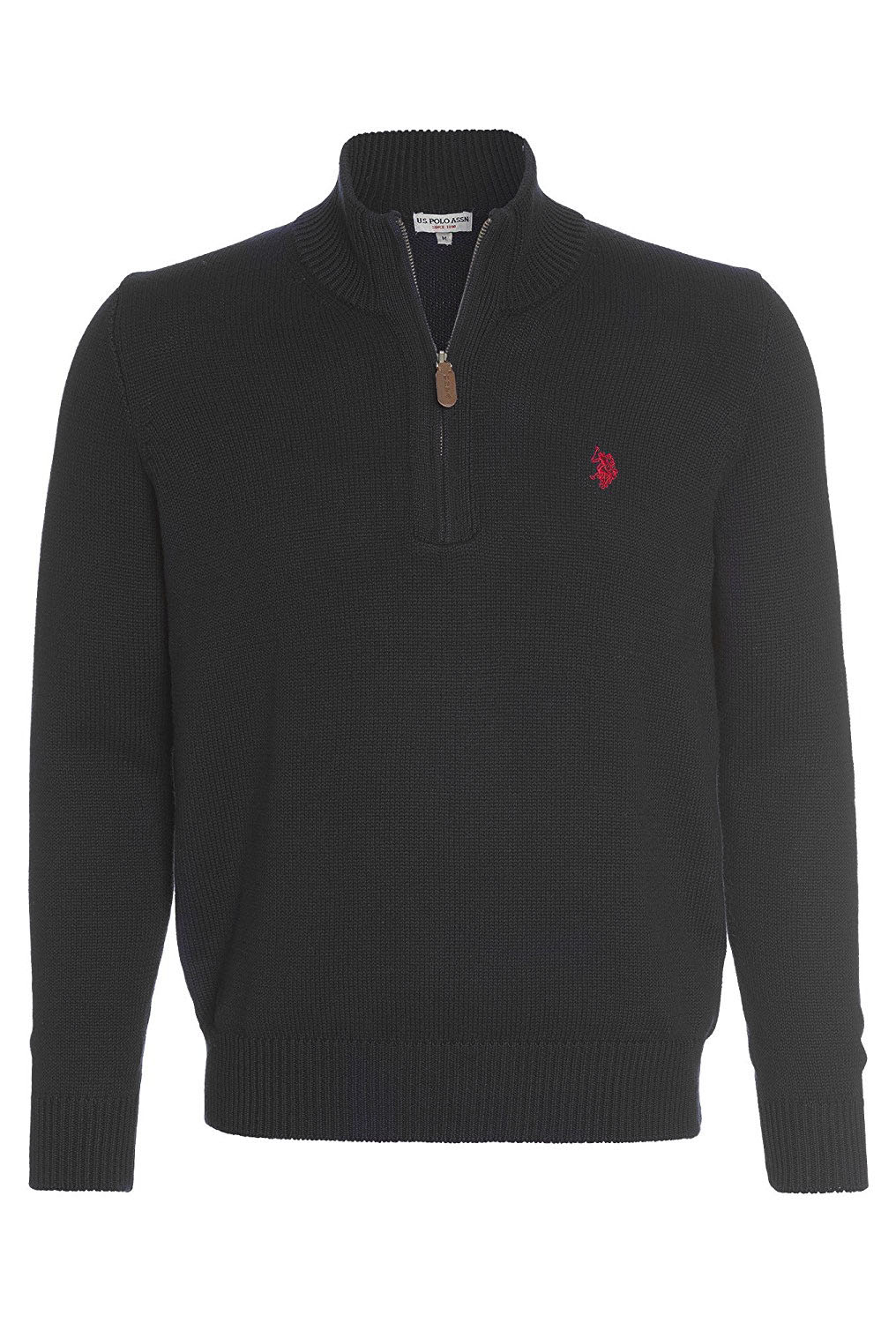 Thumbnail - U.S. POLO ASSN. Herren Zip Troyer – Pullover mit Stehkragen – Eleganter Langarm Strickpullover in Schwarz