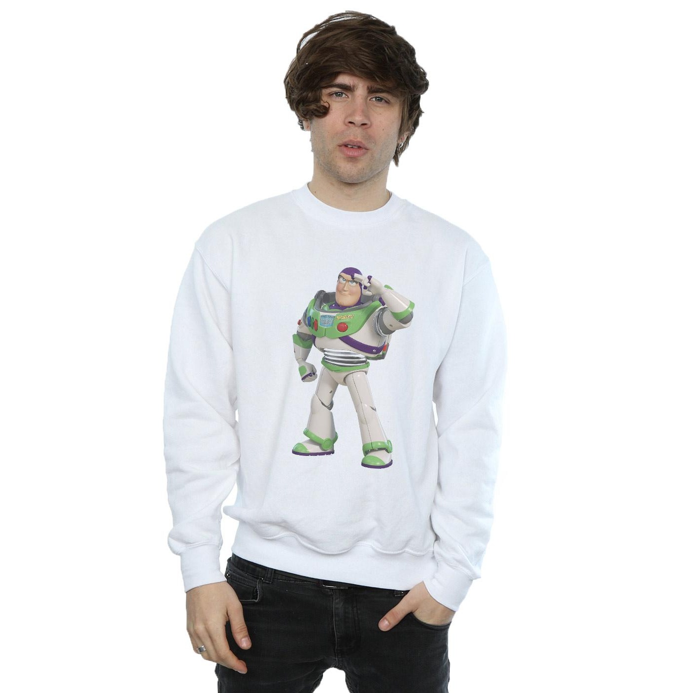 Disney Mens Toy Story Buzz Lightyear Standing Sweatshirt (White) herr – bild 2