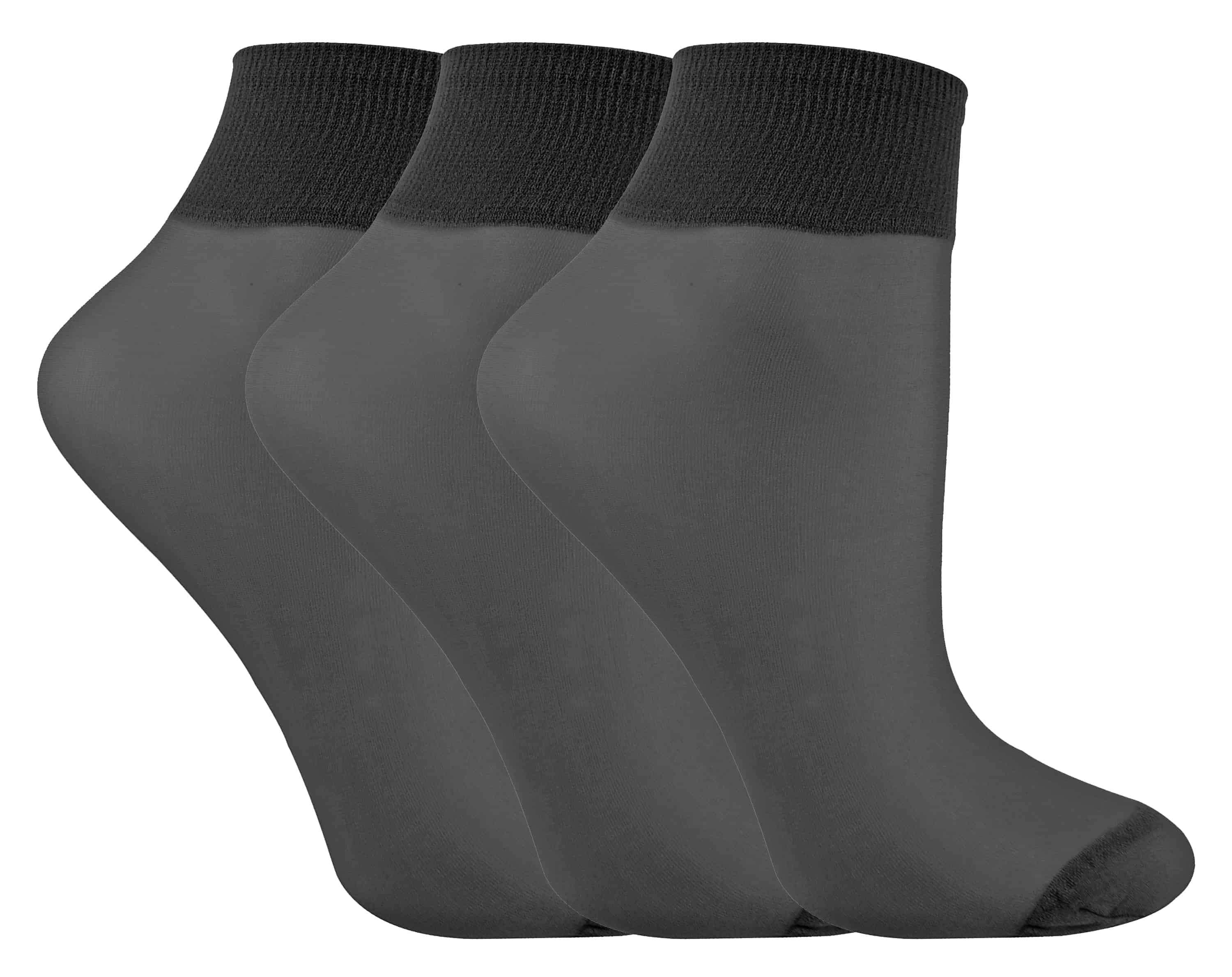 Thumbnail - LIVIA 3 Paar transparente knöchelhohe Pop-Socken aus 15-Denier-Nylon für Damen