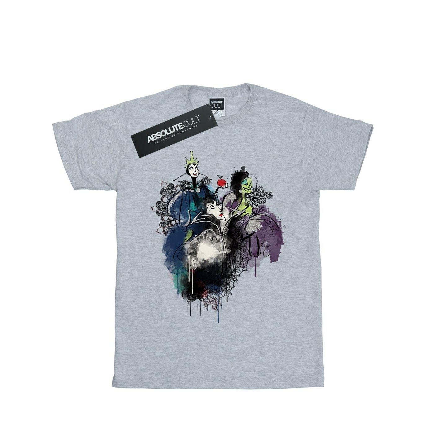 Thumbnail - Disney - "Villains Sketch" T-Shirt für Damen (Grau)
