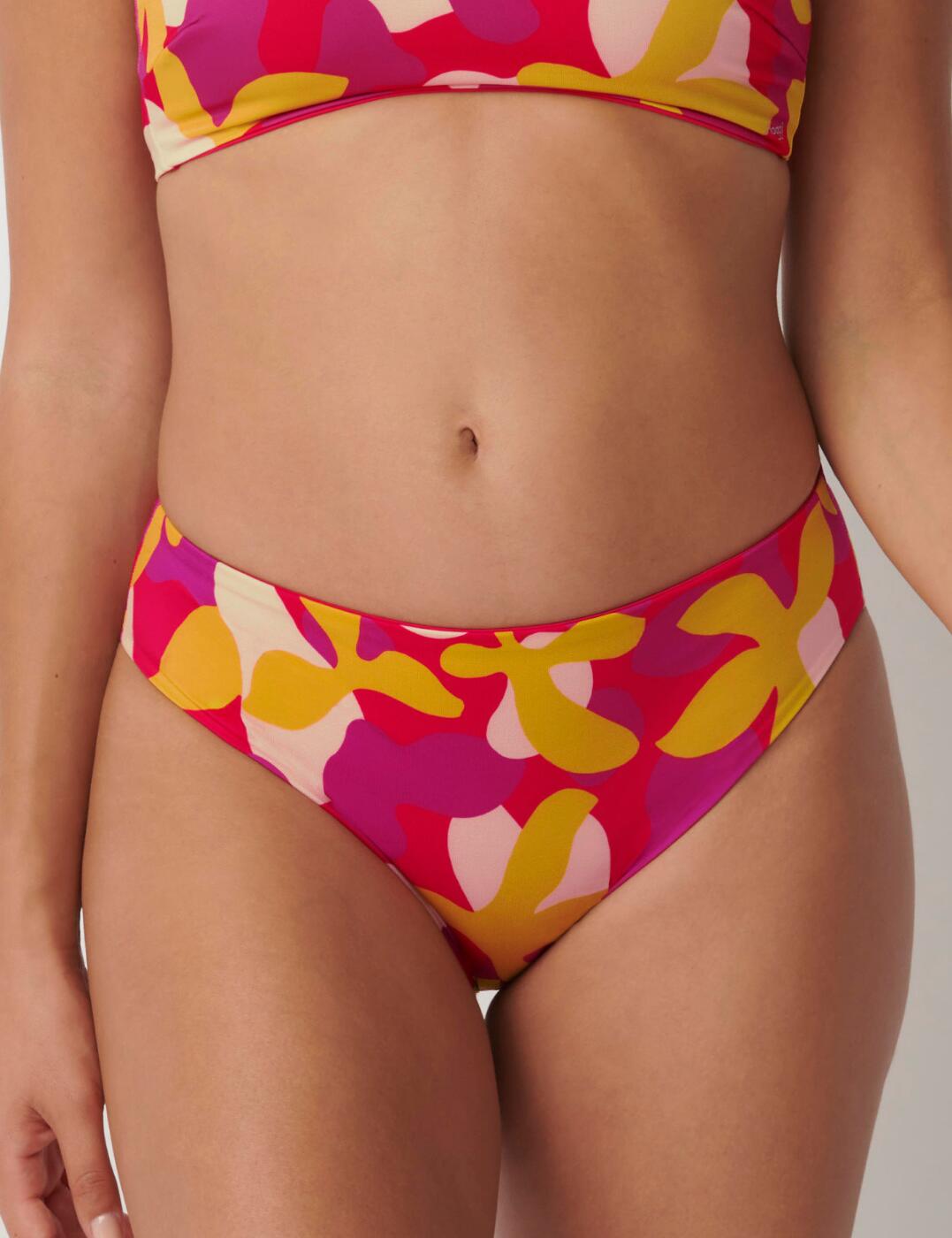 Sloggi Womens 10210861 Shore Flower Horn High Leg Bikini Brief - Pink Elastane - Size 14 Uk