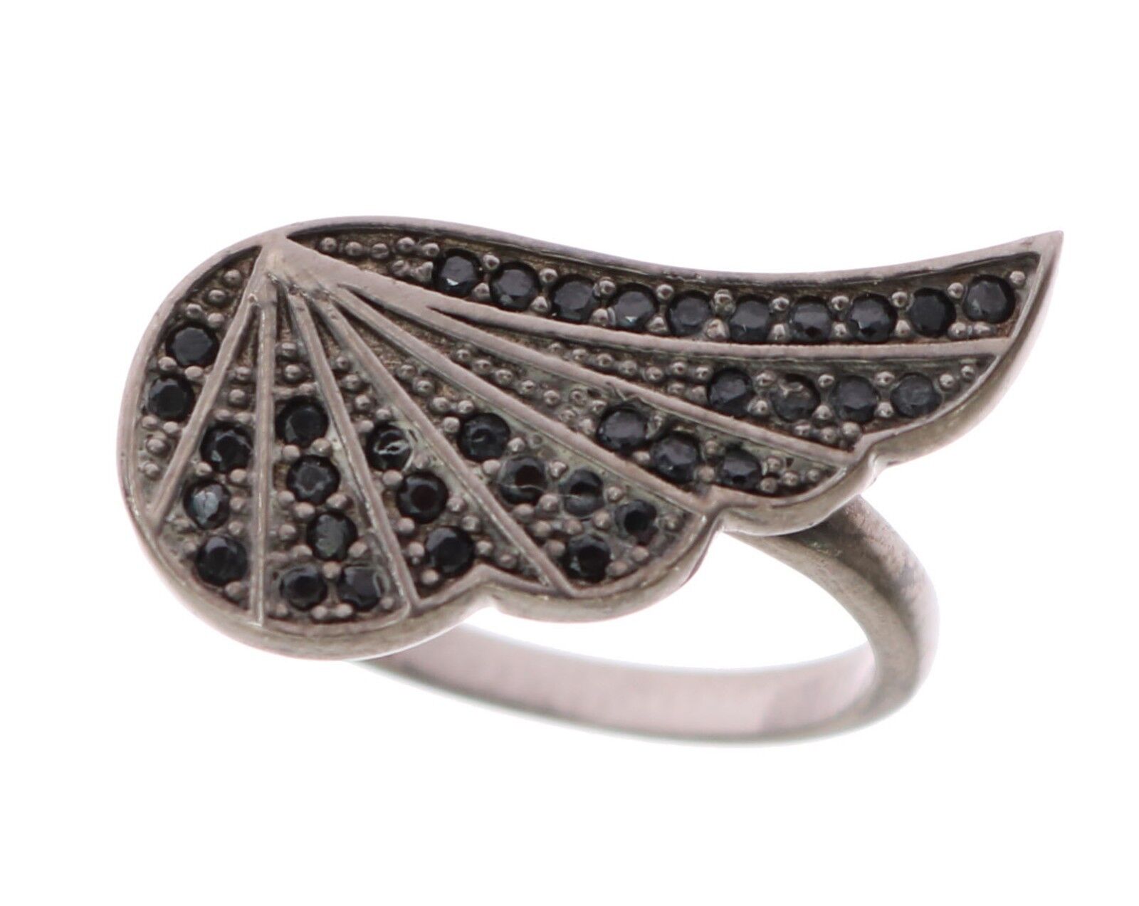 Nialaya Silber Damen Schwarzer Zirkonia Rhodium 925 Ring