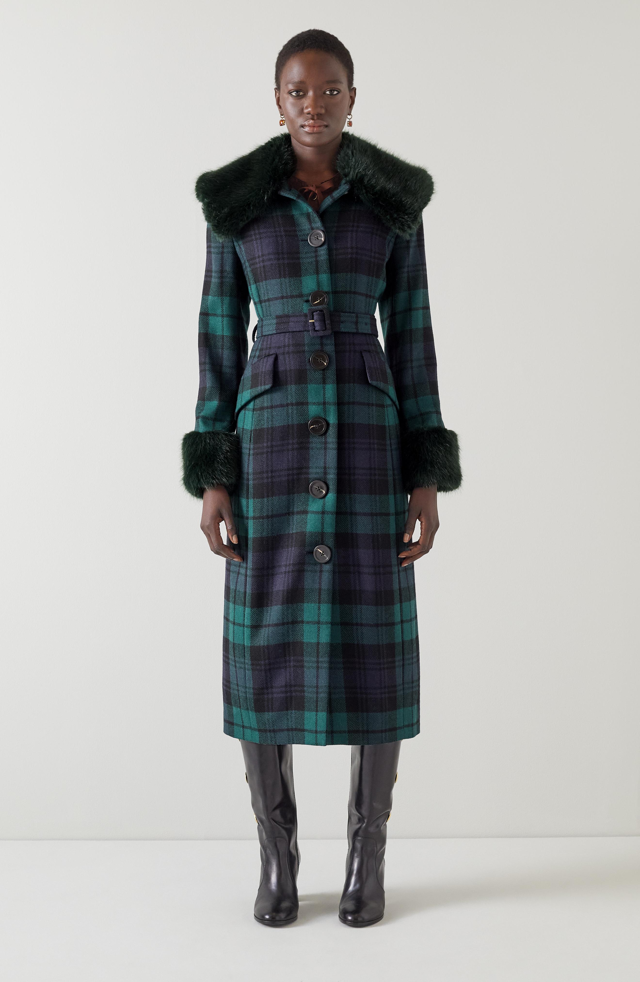 LK Bennett Womens Bryony Coats,Navy Multi – Size 12 UK