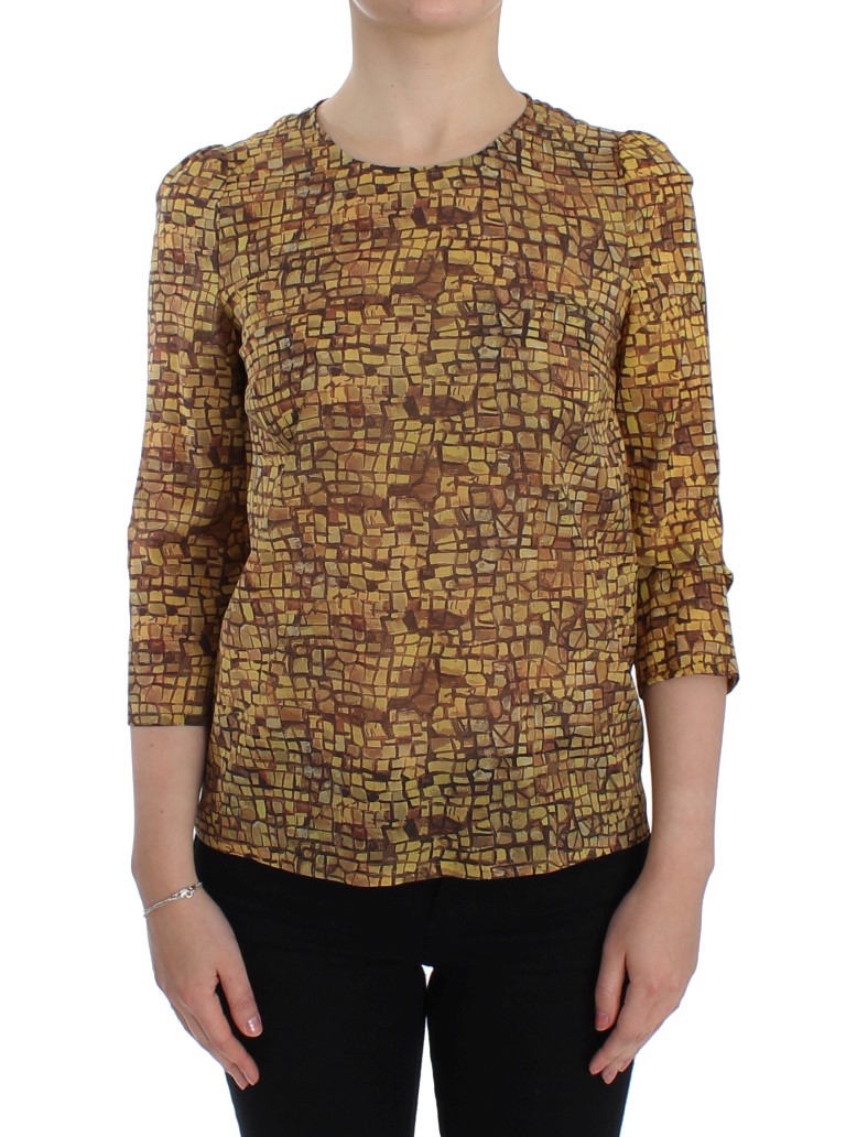 Dolce & Gabbana Seidenbluse mit mehrfarbigem Mosaikdruck