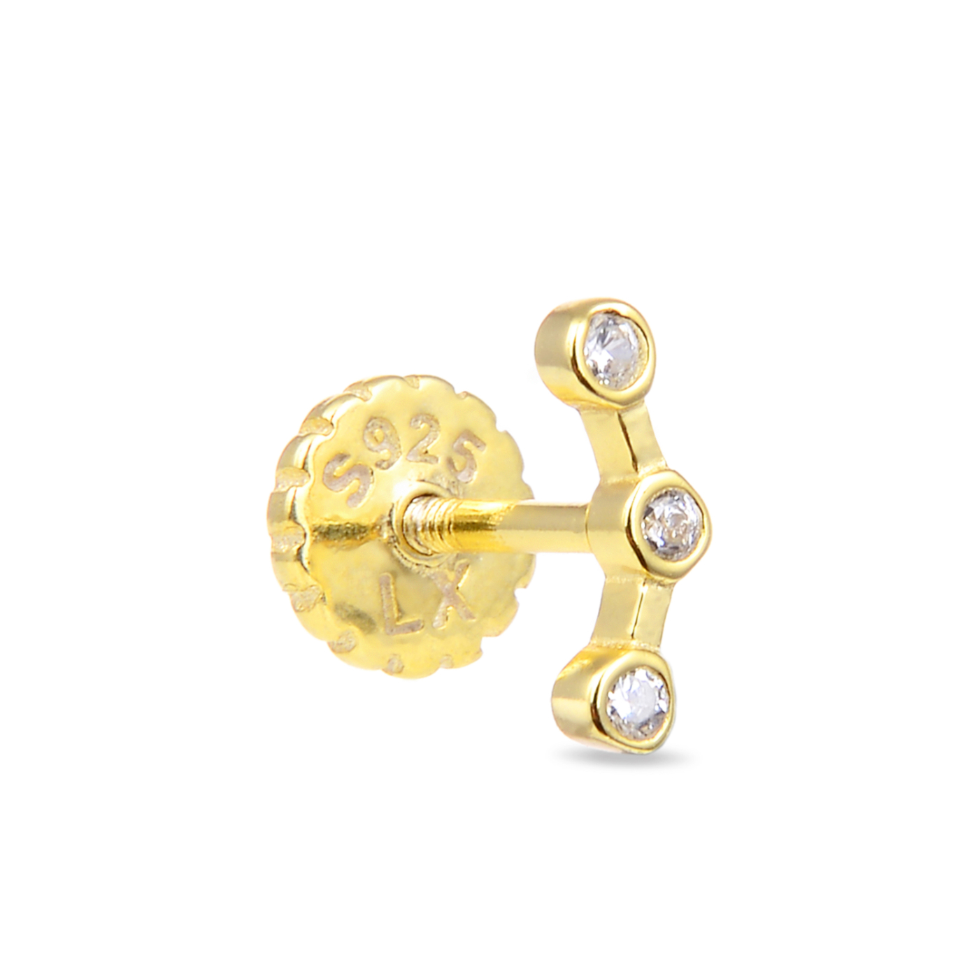 Luxenter qant-piercing tillverkad av 925 sterlingsilver och glänsande kubisk zirkonia med 18 karats gulguldplätering dam – bild 2
