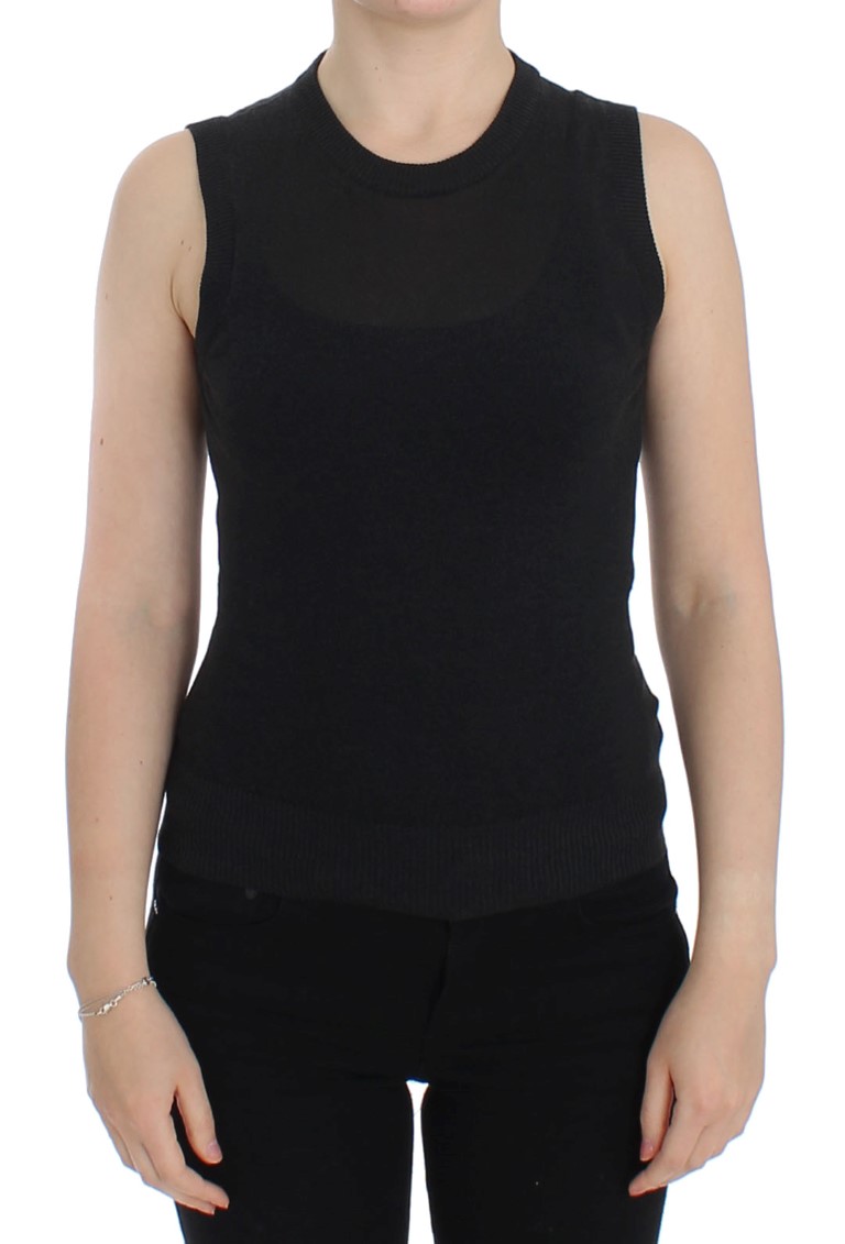 Dolce & Gabbana Women's Black Sleeveless Crewneck Vest Pullover (pull)