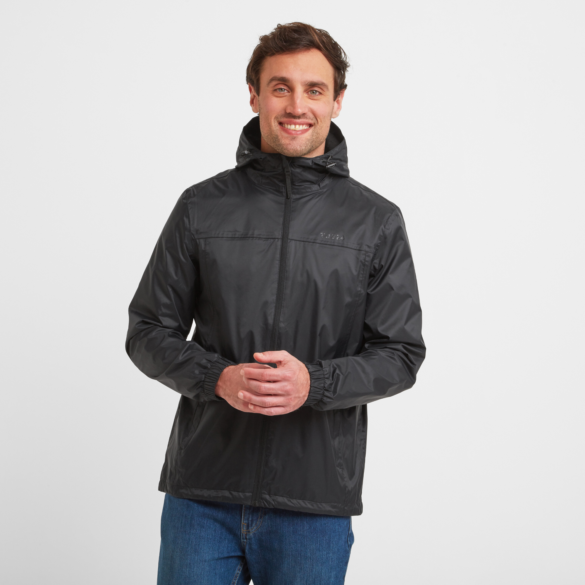 TOG24 Craven Mens Waterproof Packaway Jacket Black Polyamide - Size 2XL