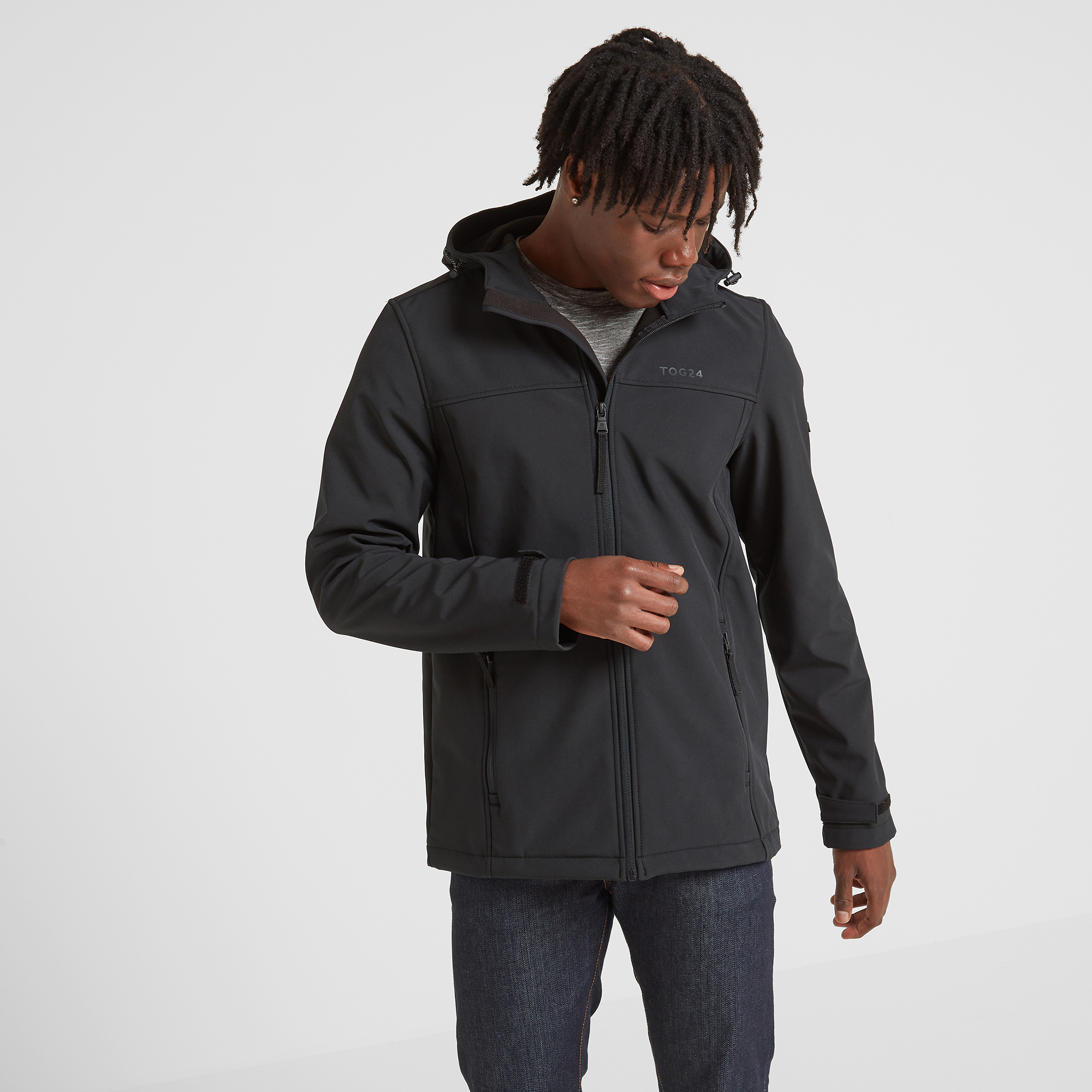 TOG24 Feizor Mens Softshell Hooded Jacket Black - Size Medium
