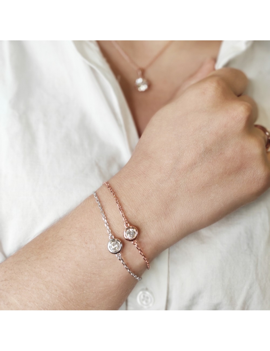 MYC Paris Födelsestenarmband Rhodium roséguld och kristall dam – bild 2