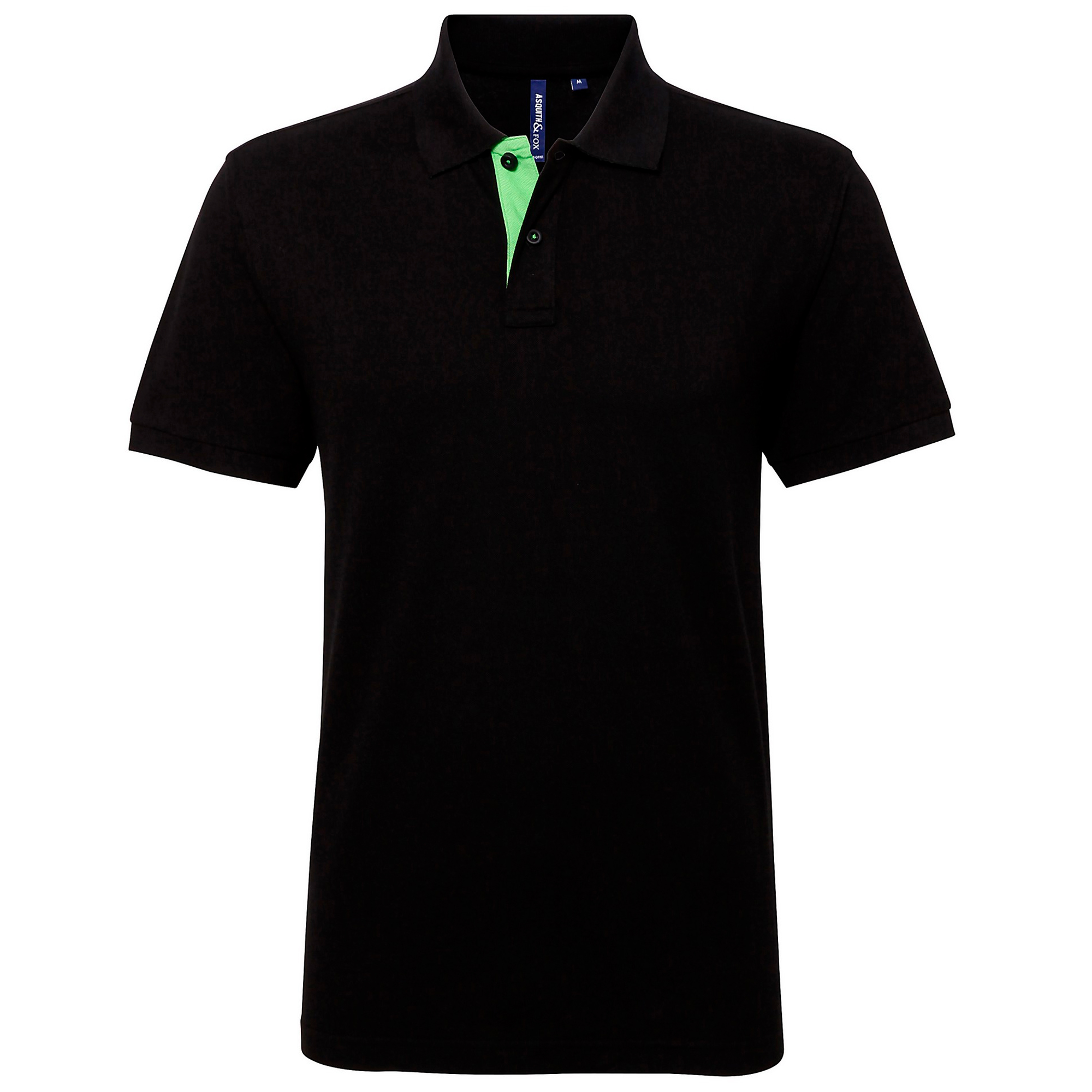 Thumbnail - Asquith & Fox Herren Classic Fit Kontrast-Poloshirt (Schwarz/Limette)