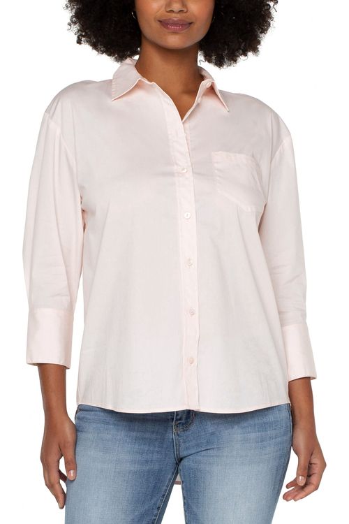 Oversized klassieke button-down lichte pioenroos