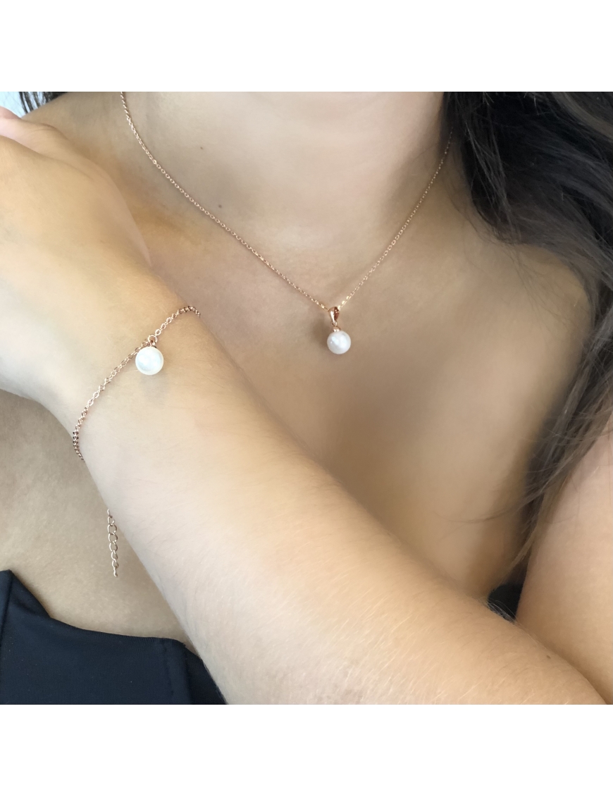 MYC Paris Full Moon Crystal Pearl set roséguld och kristall halsband dam – bild 2