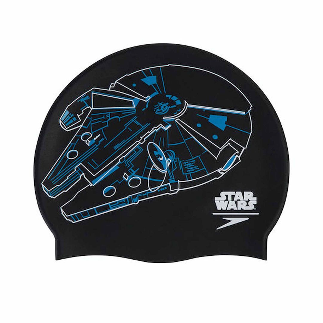 Thumbnail - Speedo Star Wars Millenium Falcon Slogan Print Schwarz/Blau -Schwimmkappe 8 08385d675