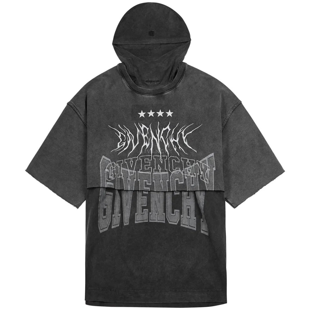 Thumbnail - Graues T-Shirt mit uberlappendem Design von Givenchy