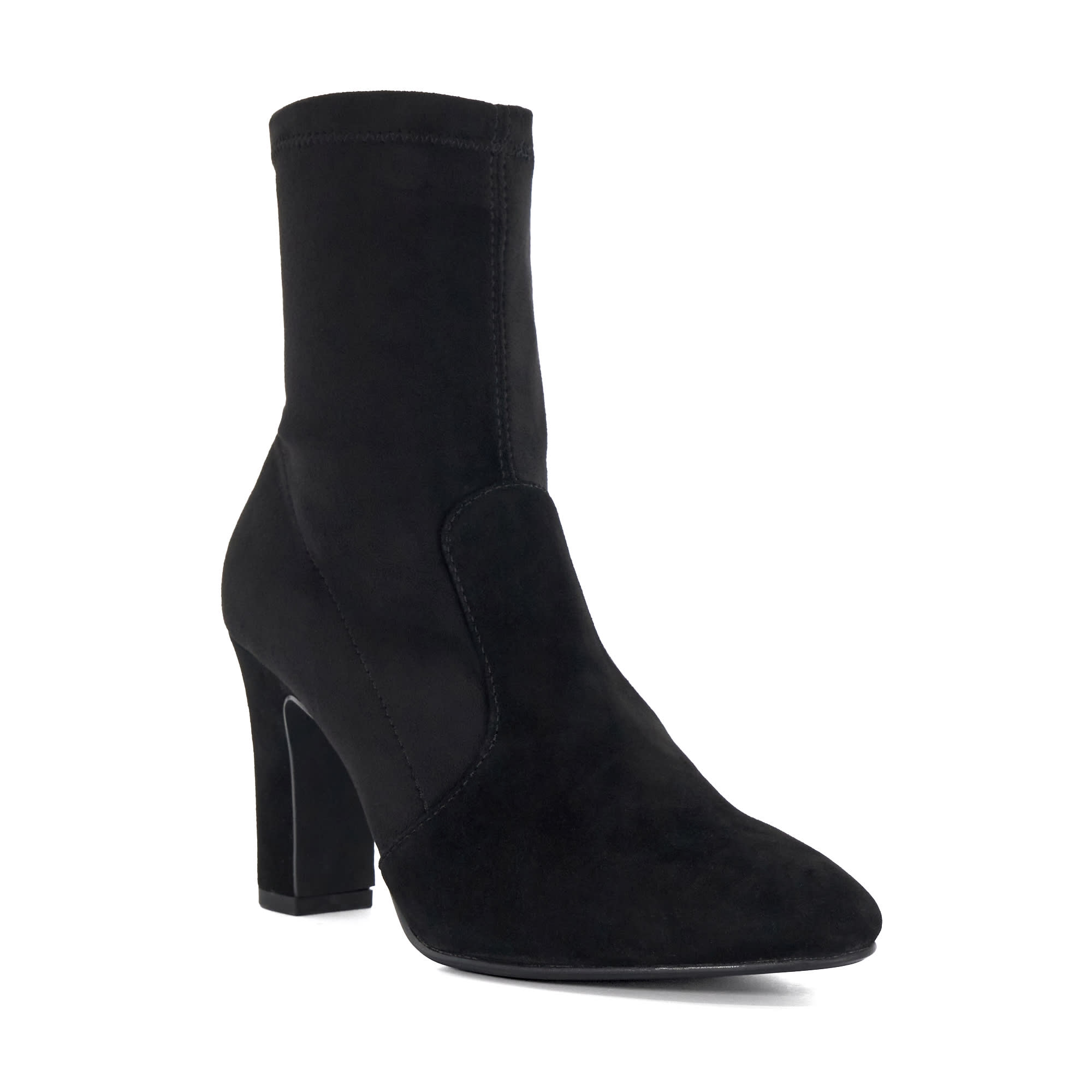 Dune London Womens Ladies Optilly – Almond Toe Block Heel Sock Boots – Black material_Suede – Size UK 5