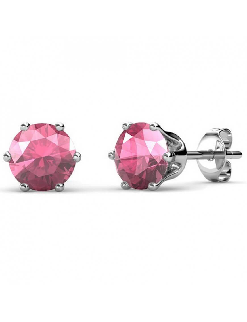 Thumbnail - Geburtsstein-Oktober-Ohrringe - Silber und Rosa