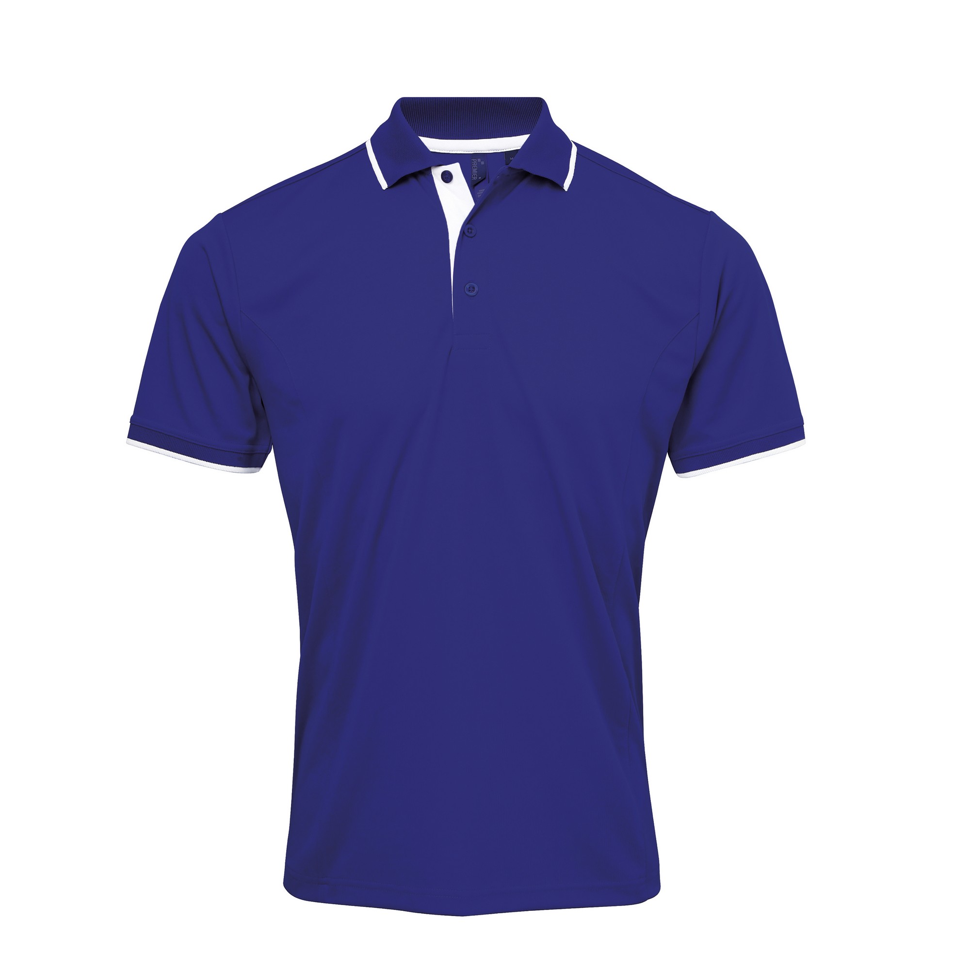 Thumbnail - Premier Mens Contrast Coolchecker Poloshirt (Royal/Weiß)
