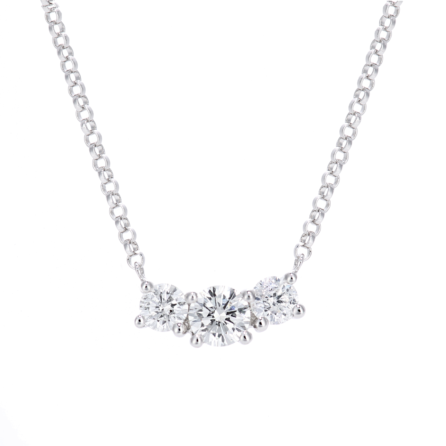 Diamant L’Eternel Womens 18ct White Gold Diamond Trilogy Pendant Necklace, 0.40ct – Size P 1/2