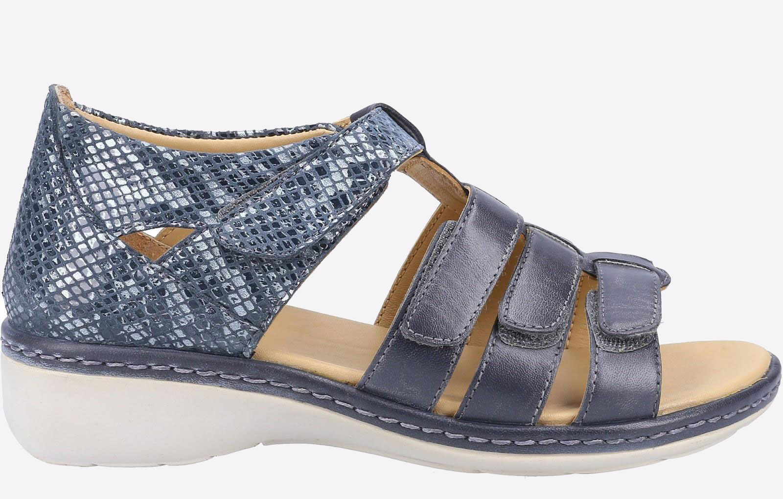 Fleet & Foster Julie MEMORY FOAM Sandals Womens - Navy Leather - Size UK 6