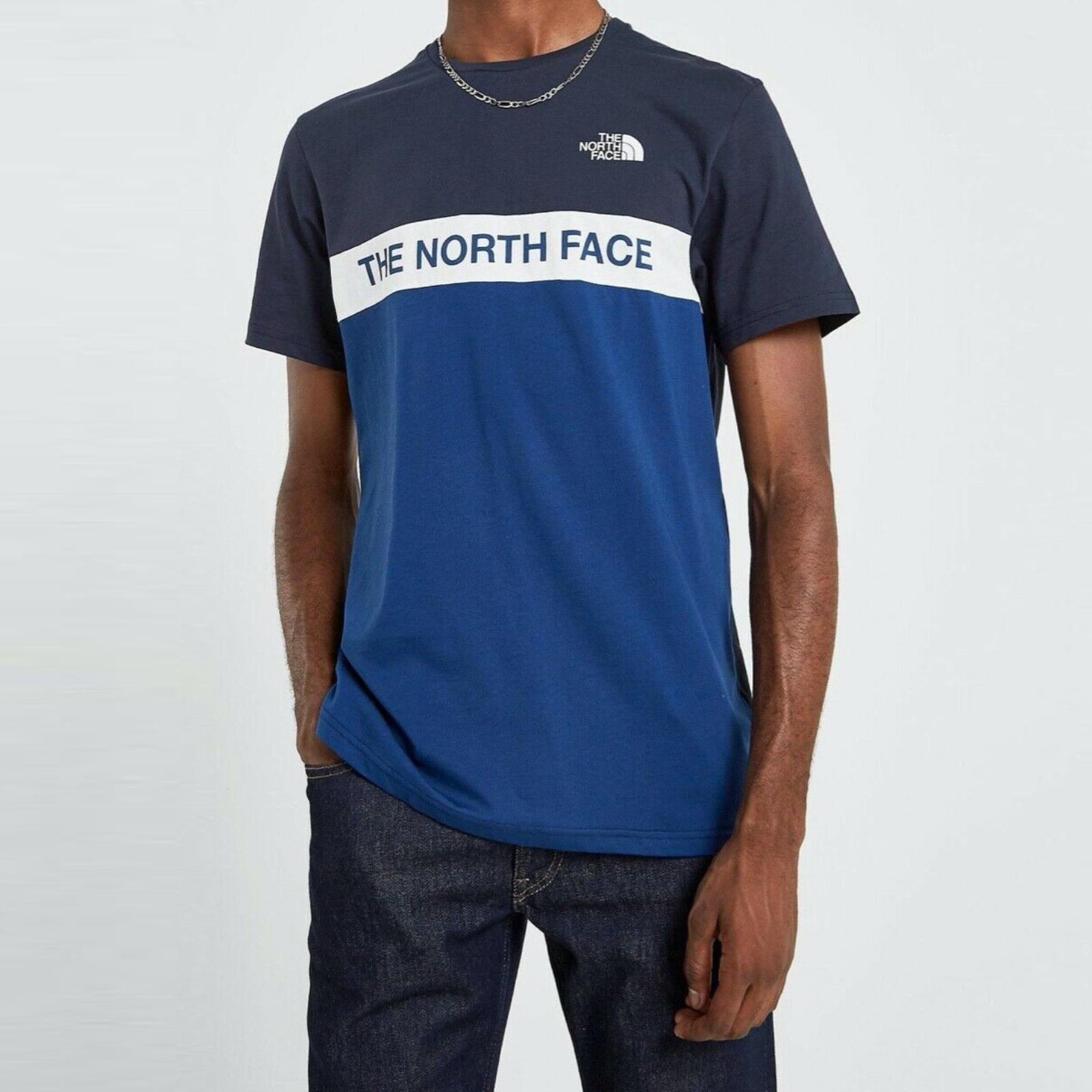 Thumbnail - The North Face Herren gewebt Farbe Block T Shirt blau