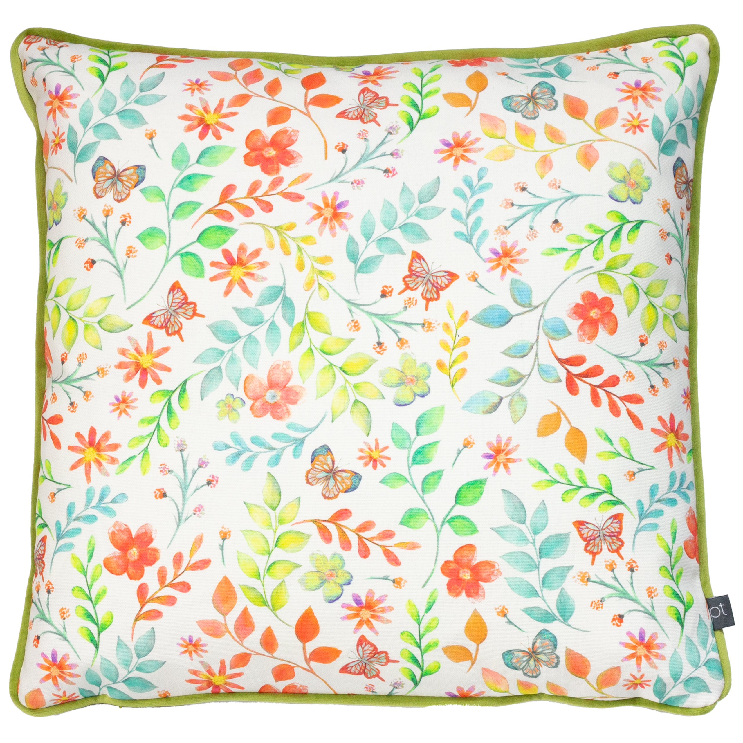 Prestigious Textiles Secret Garden Floral Cushion - Green Cotton - One Size