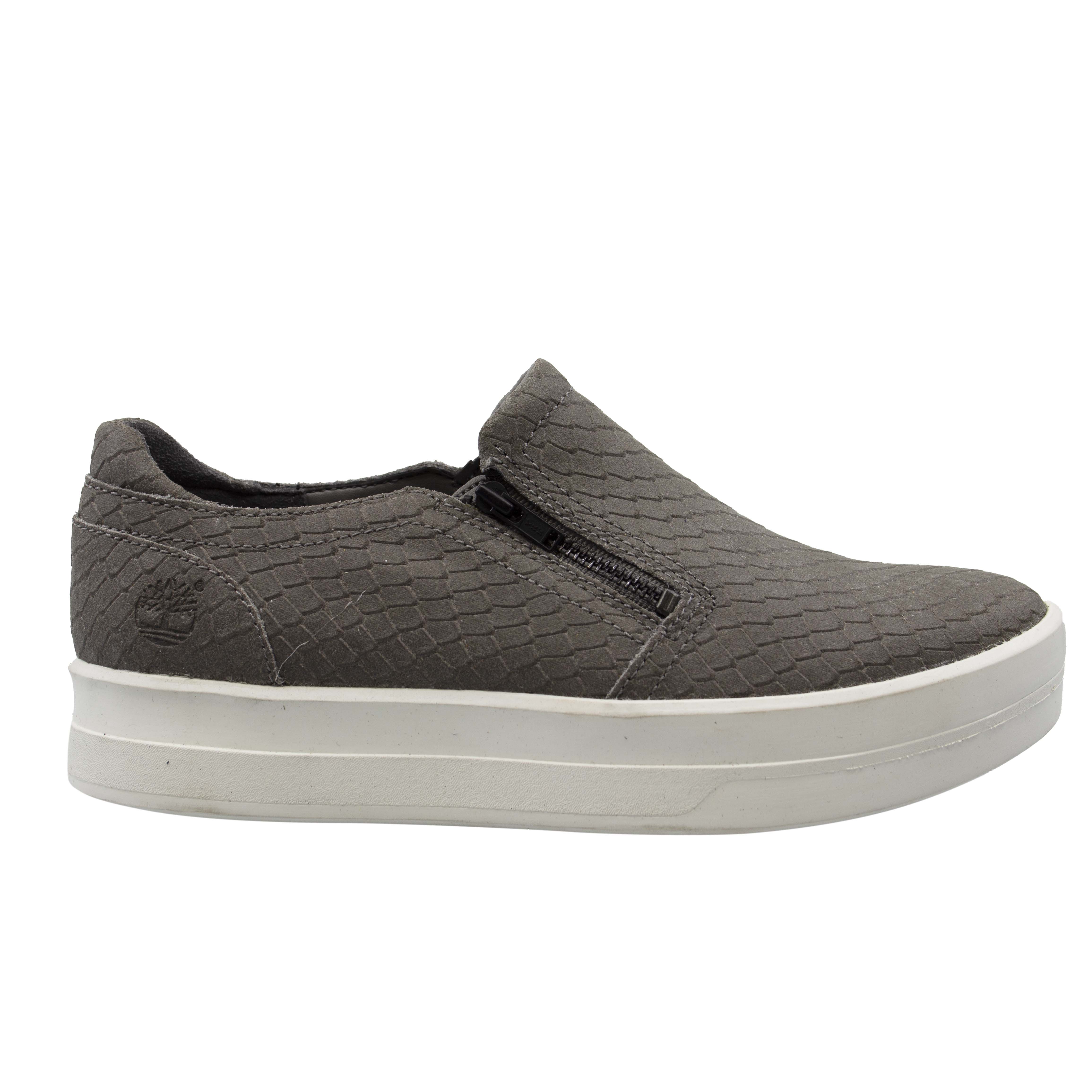 Mayliss Grå Läder Slip On Damskor med sidozipp A1FI7