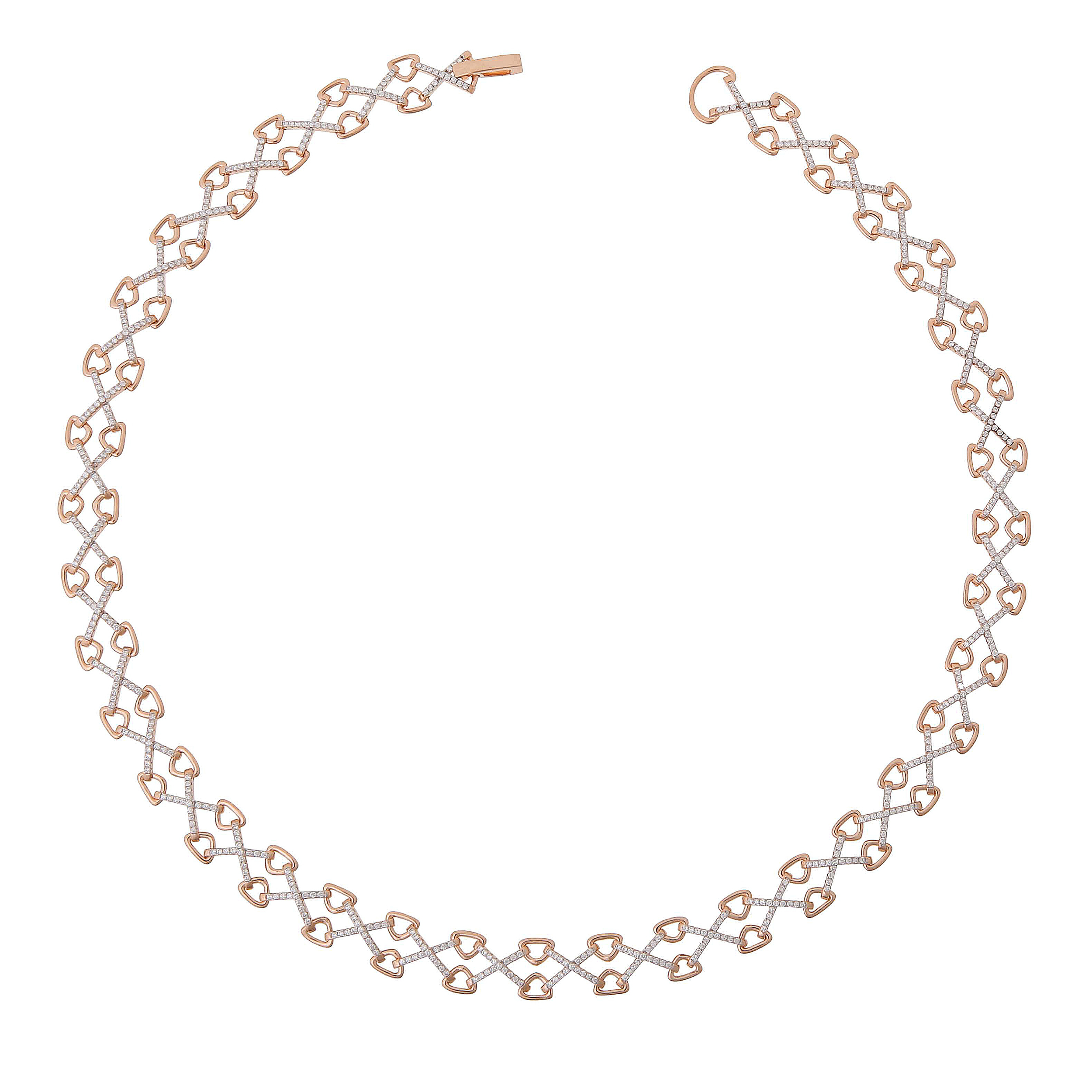 Orphelia Womens 925 Sterling Silver Necklace - Silver/Rose Zk-7212 - Silver & Rose Gold - One Size
